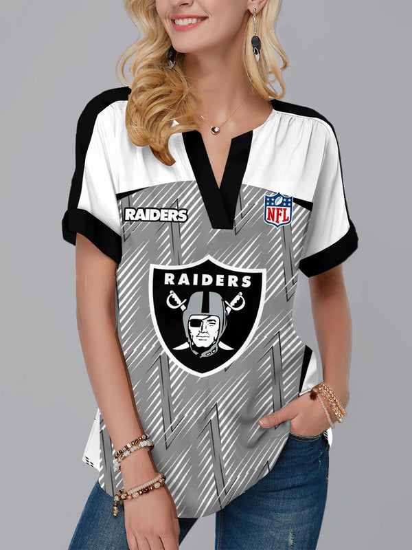 Las Vegas Raiders Fashion Short Sleeve V-Neck Shirt 14