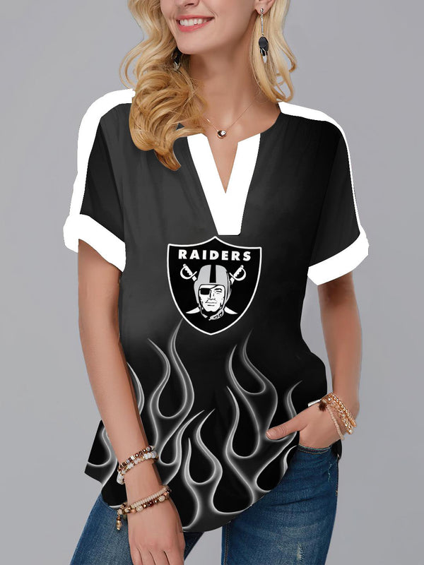 Las Vegas Raiders Fashion Short Sleeve V-Neck Shirt 15
