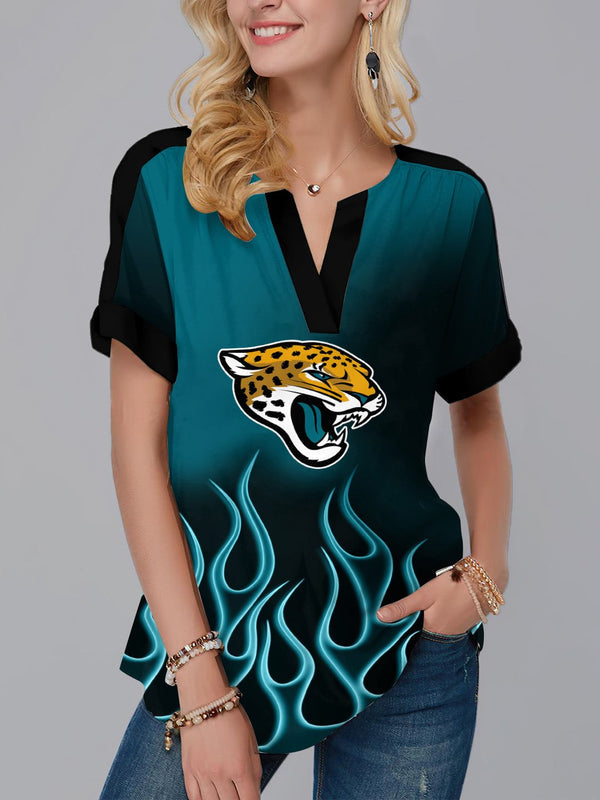 Jacksonville Jaguars Fashion Short Sleeve V-Neck Shirt 1
