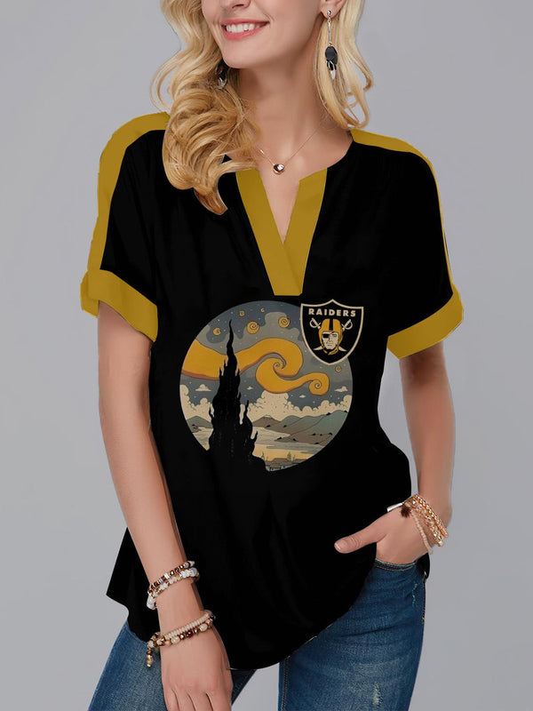 Las Vegas Raiders Fashion Short Sleeve V-Neck Shirt 16