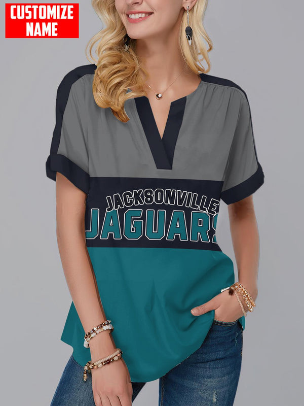 Jacksonville Jaguars Fashion Short Sleeve V-Neck Shirt 2