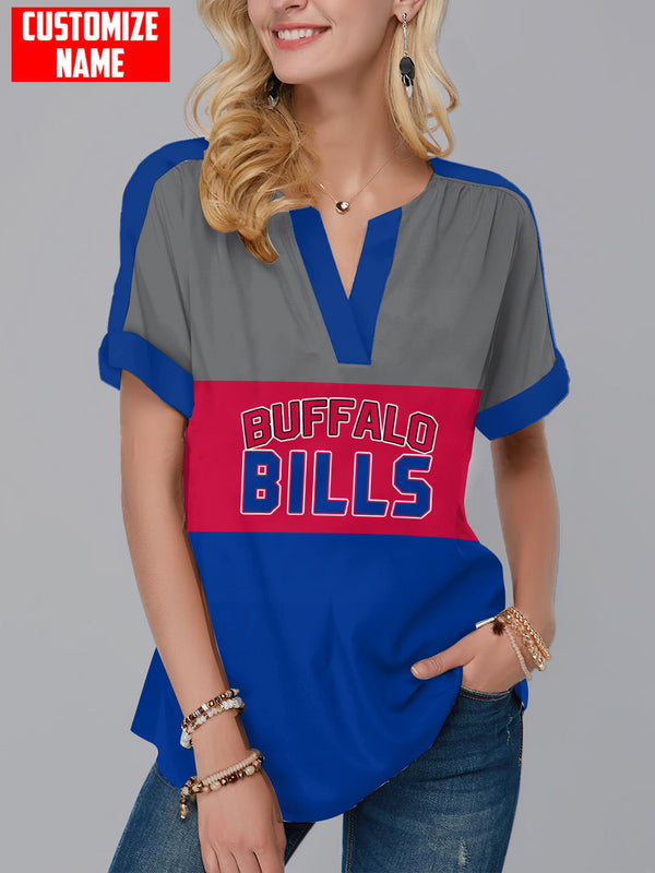 Buffalo Bills Fashion Short Sleeve V-Neck Shirt 4
