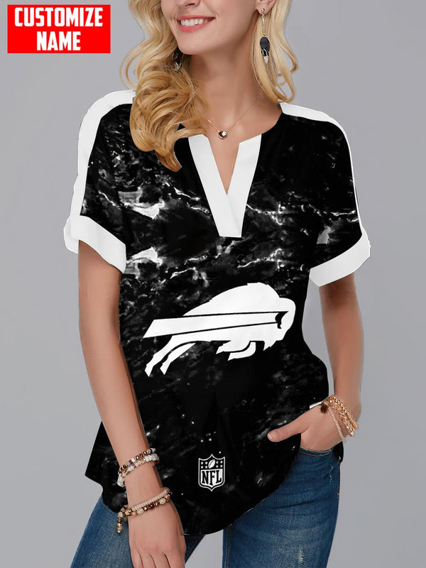 Buffalo Bills Fashion Short Sleeve V-Neck Shirt 2