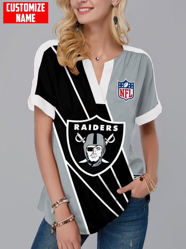 Las Vegas Raiders Fashion Short Sleeve V-Neck Shirt 9