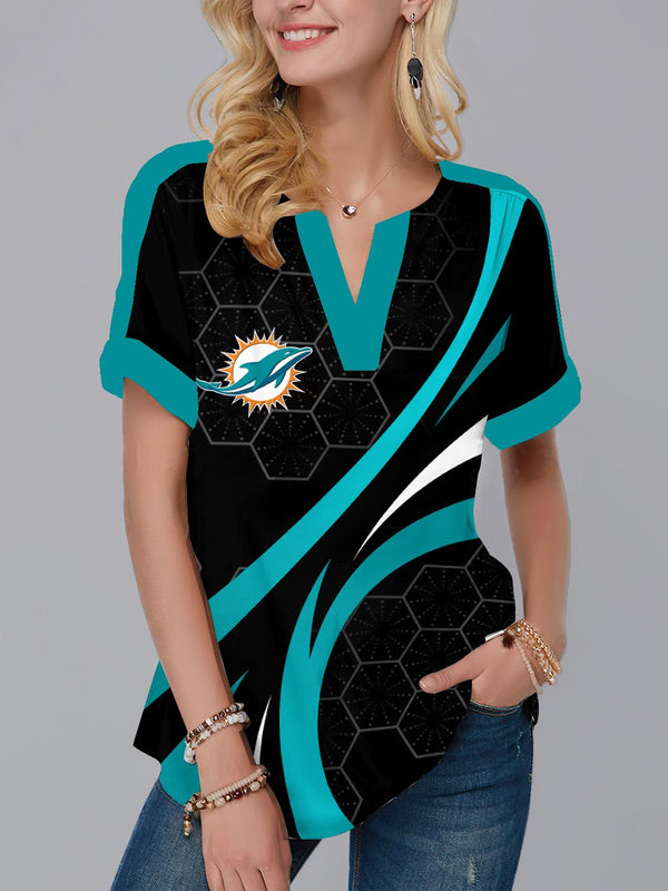 Miami Dolphins Fashion Short Sleeve V-Neck Shirt 4