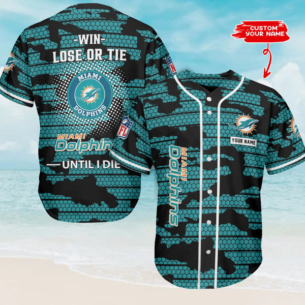 Miami Dolphins Personalized Baseball Jersey 005