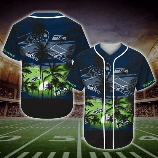 Seattle Seahawks Personalized Baseball Jersey 003