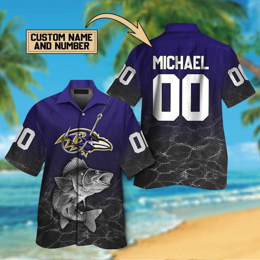 Baltimore Ravens 2 (3) Personalized Hawaiian Button down shirt