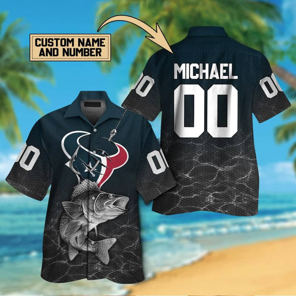 Houston Texans 2 (8) Personalized Hawaiian Button down shirt