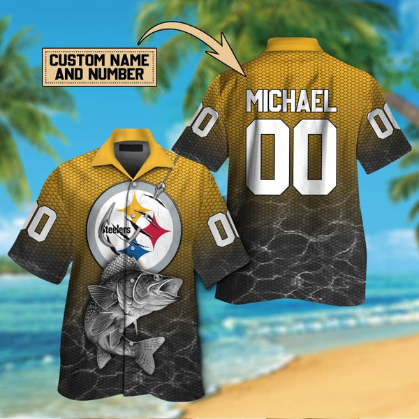 Pittsburgh Steelers 2 (3) Personalized Hawaiian Button down shirt