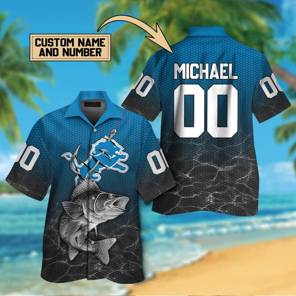 Detroit Lions 2 (1) Personalized Hawaiian Button down shirt