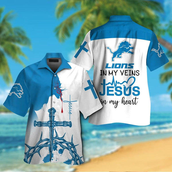 Detroit Lions 2 (2) Personalized Hawaiian Button down shirt