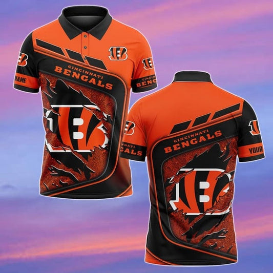 Cincinnati Bengals Personalized Adult Polo Shirt 007