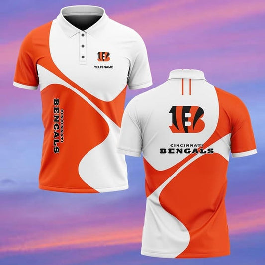 Cincinnati Bengals Personalized Adult Polo Shirt 005