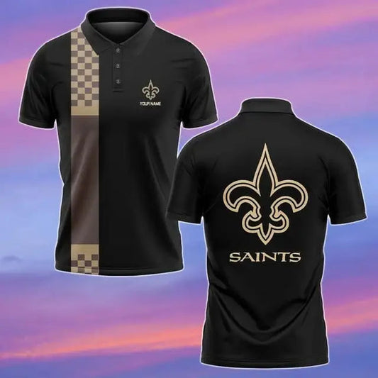New Orleans Saints Personalized Adult Polo Shirt 002