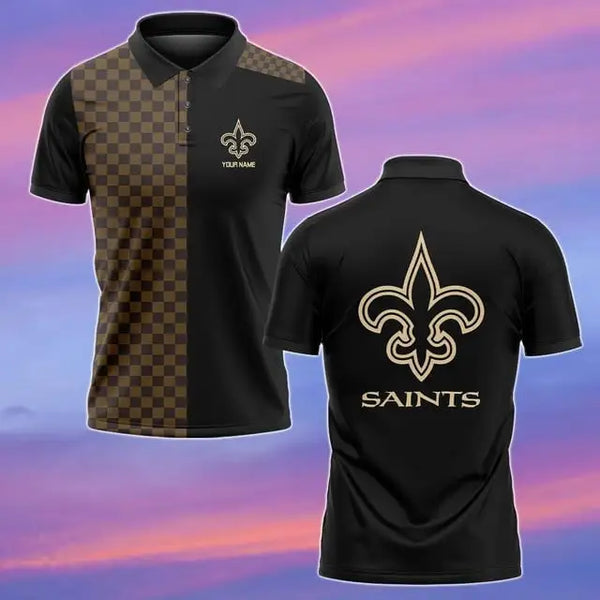 New Orleans Saints Personalized Adult Polo Shirt 004