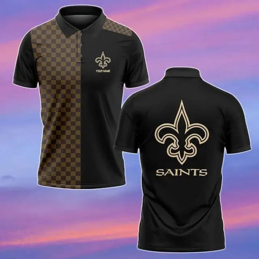 New Orleans Saints Personalized Adult Polo Shirt 004