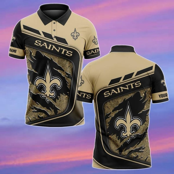 New Orleans Saints Personalized Adult Polo Shirt 007