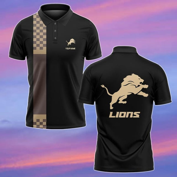 Detroit Lions Personalized Adult Polo Shirt 002