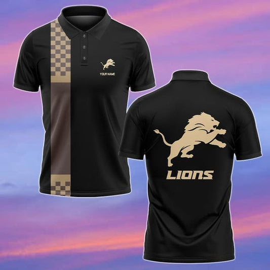 Detroit Lions Personalized Adult Polo Shirt 002