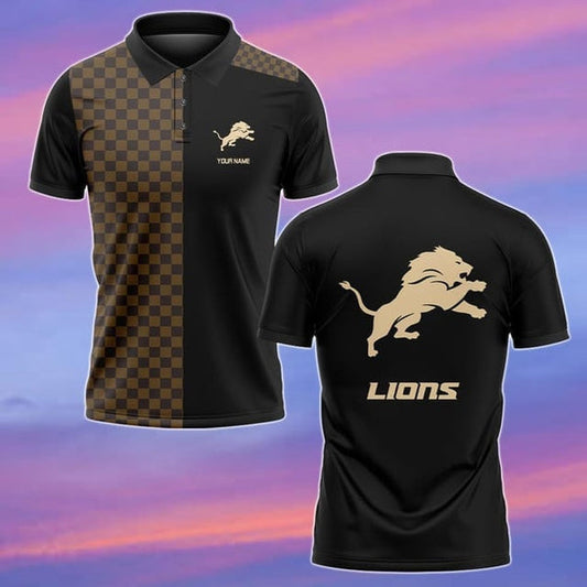 Detroit Lions Personalized Adult Polo Shirt 004