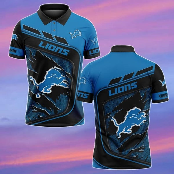 Detroit Lions Personalized Adult Polo Shirt 007