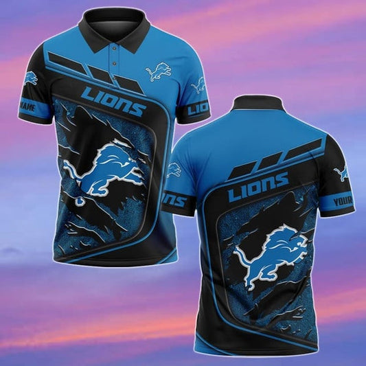 Detroit Lions Personalized Adult Polo Shirt 007