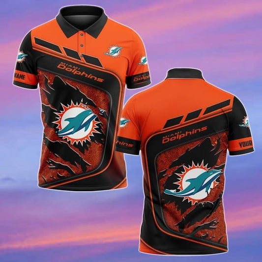 Miami Dolphins Personalized Adult Polo Shirt 007