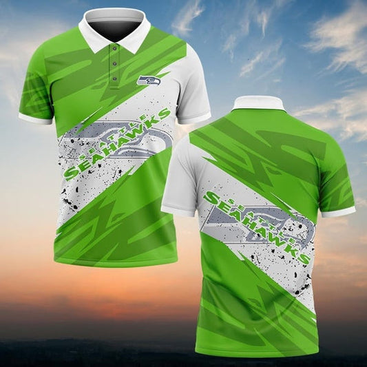 Seattle Seahawks Personalized Adult Polo Shirt 008