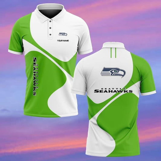 Seattle Seahawks Personalized Adult Polo Shirt 005