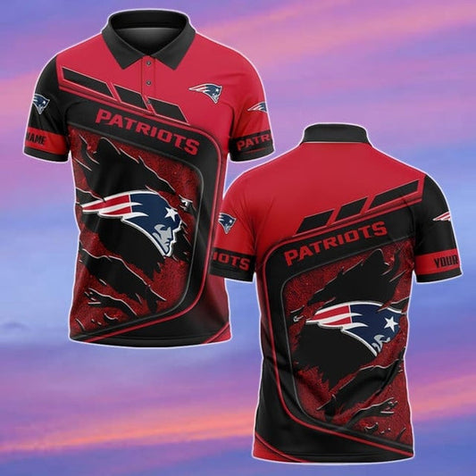 New England Patriots Personalized Adult Polo Shirt 007