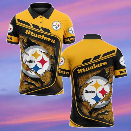 Pittsburgh Steelers Personalized Adult Polo Shirt 007