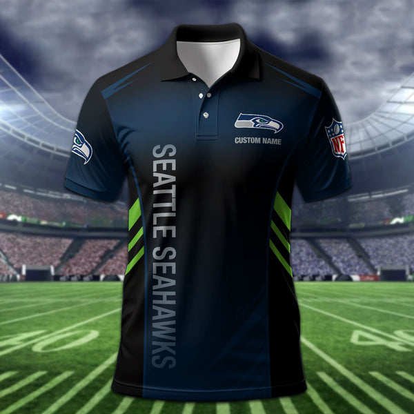 Seattle Seahawks Personalized Adult Polo Shirt 010