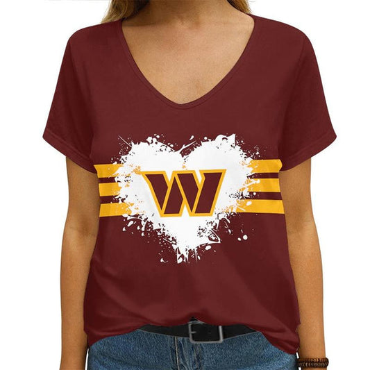 Washington Commanders 1 (1) Personalized V-neck Women T-shirt