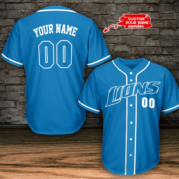 Detroit Lions Personalized Baseball Jersey 002