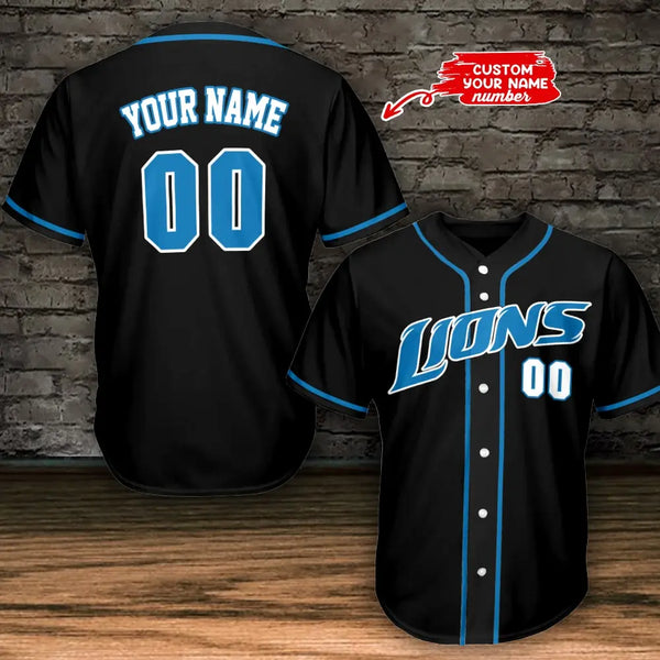 Detroit Lions Personalized Baseball Jersey 002