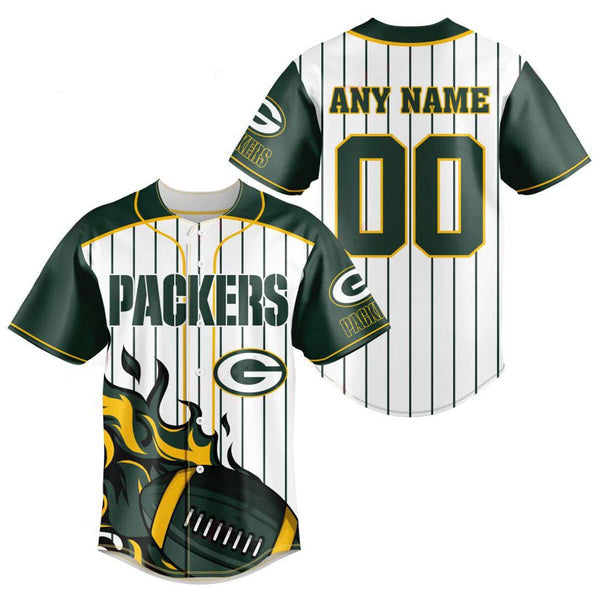 Green Bay Packers Personalized Baseball Jersey 012