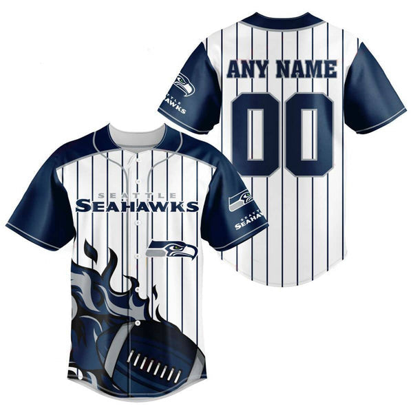 Seattle Seahawks Personalized Baseball Jersey 009