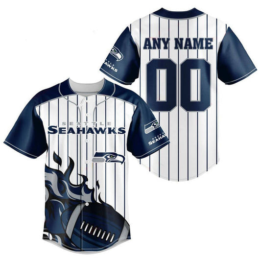 Seattle Seahawks Personalized Baseball Jersey 009
