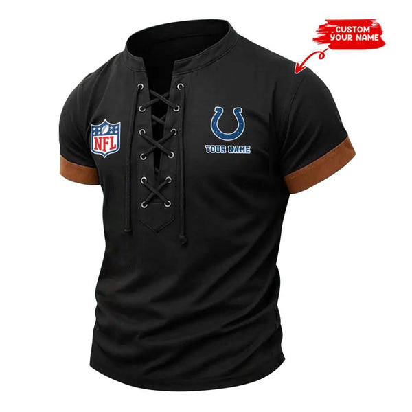 Indianapolis Colts Retro Lace-up Short Sleeve T-shirt New Trending C001