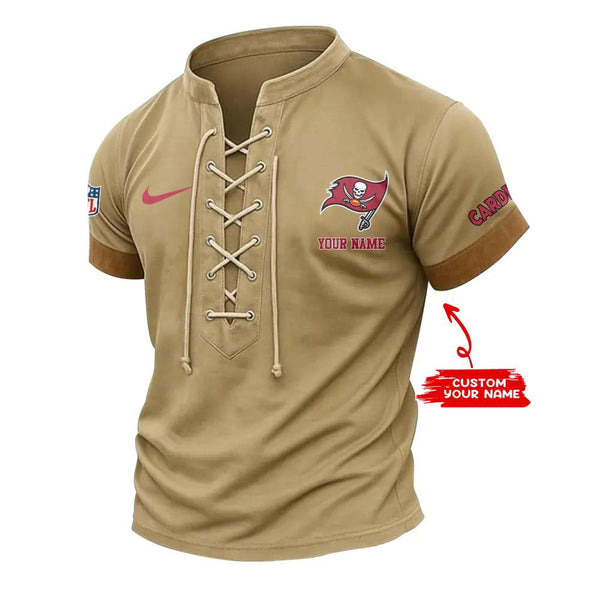 Tampa Bay Buccaneers Retro Lace-up Short Sleeve T-shirt New Trending C002