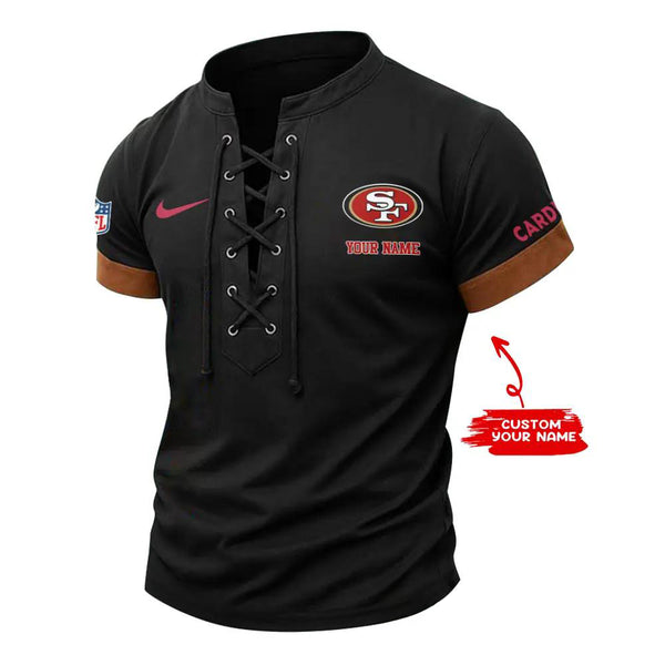 San Francisco 49ers Retro Lace-up Short Sleeve T-shirt New Trending C002
