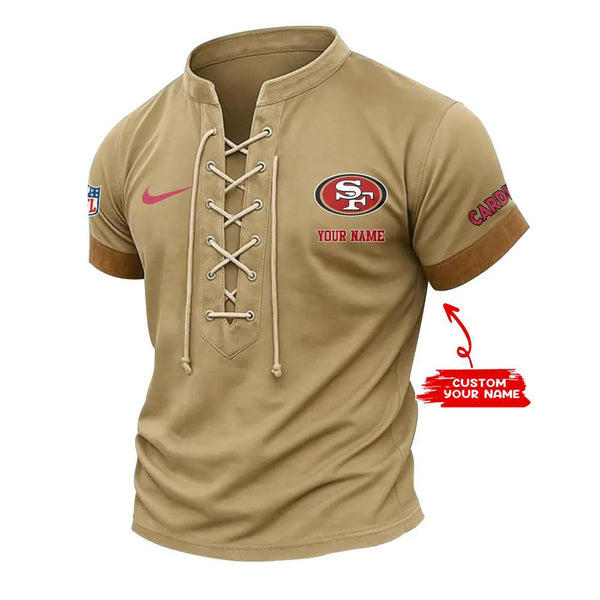 San Francisco 49ers Retro Lace-up Short Sleeve T-shirt New Trending C002