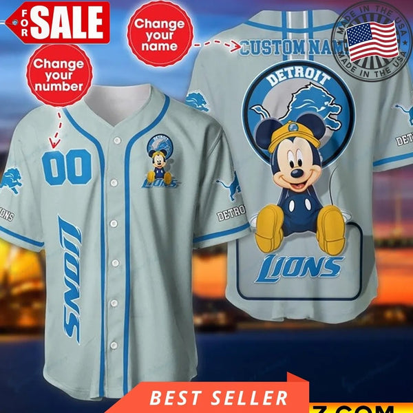 Detroit Lions Personalized Baseball Jersey 003
