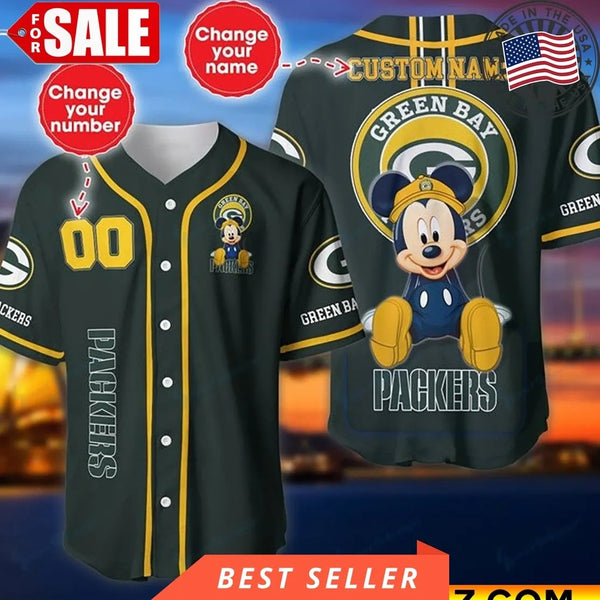 Green Bay Packers Personalized Baseball Jersey 005
