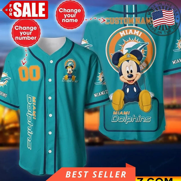 Miami Dolphins Personalized Baseball Jersey 006