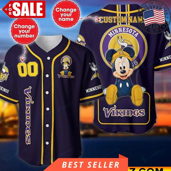 Minnesota Vikings Personalized Baseball Jersey 034