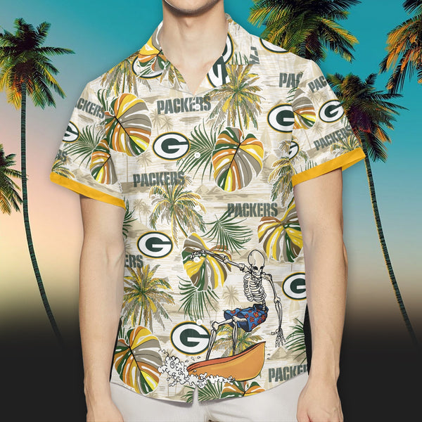 Green Bay Packers 2 (2) Personalized Hawaiian Button down shirt