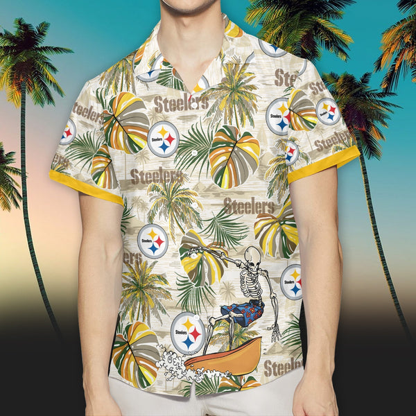 Pittsburgh Steelers 2 (2) Personalized Hawaiian Button down shirt
