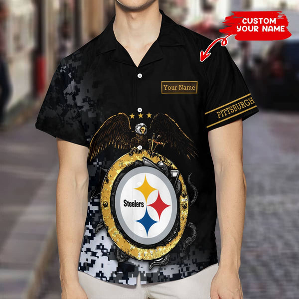 Pittsburgh Steelers 2 (8) Personalized Hawaiian Button down shirt